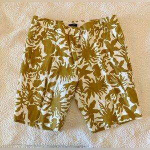 J. Crew Linen Cream and Tan Bermuda Shorts